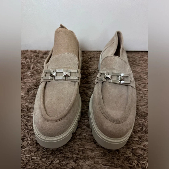 Chain chunky sole suede loafer slide on shoe size academia 41 US 10.5 - Picture 1 of 7